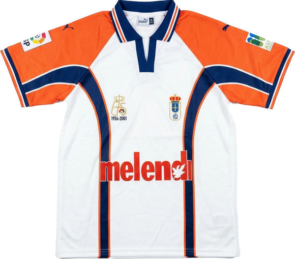 Camiseta Oviedo x Melendi – Blanca y naranja